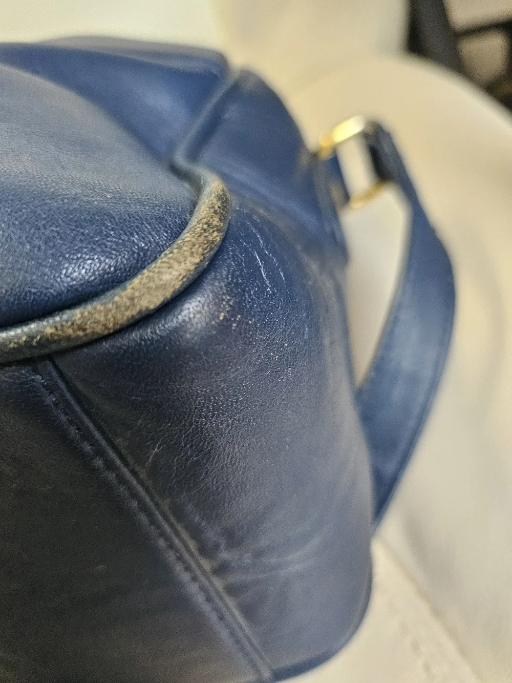 Etienne Aigner Navy Leather Crossbody with Gold Hardware